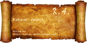 Kehrer Anett névjegykártya
